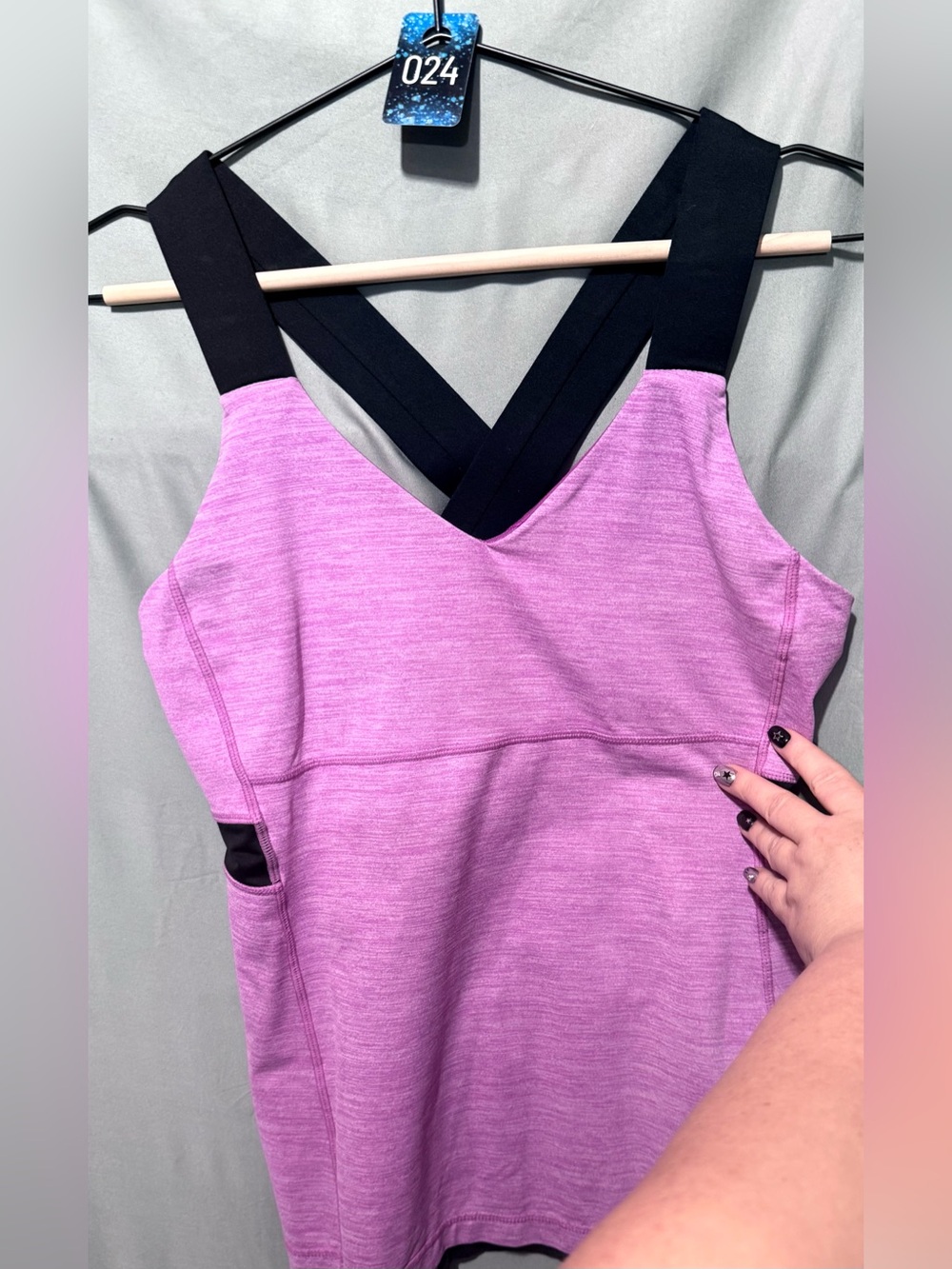 #24 NWT lululemon athletica Pink Purple Tank Top with Black criss cross Straps